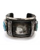 Vintage Navajo Handmade Solid 925 Silver Turquoise Watch Cuff Bracelet